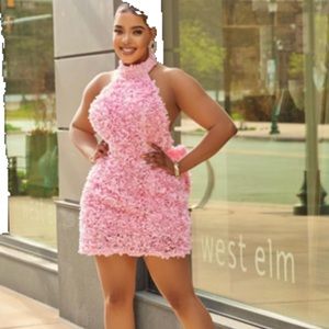 NALU boutique pink floral dress with detachable bow